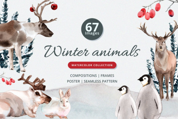 Download Winter Animals Watercolor Collection - Animals Collection