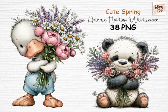 Download Cute Spring Animals Wildflower Clipart - Animals Collection