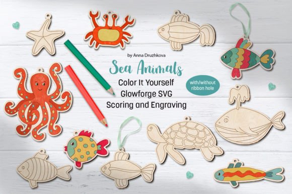 Download Sea Animals Glowforge Laser Coloring Kit - Animals Collection
