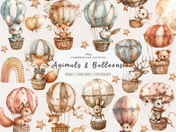 Download Neutral Baby Animals, Hot Air Balloon - Animals Collection