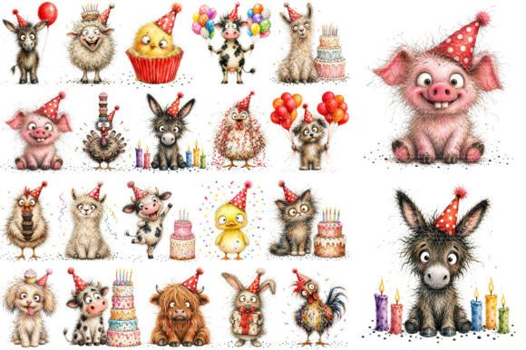 Download Whimsical Funny Animals Birthday Clipart - Animals Collection