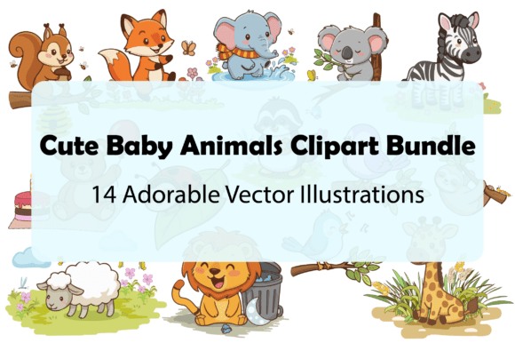 Download 14 Cute Baby Animals Clipart Bundle - Animals Collection